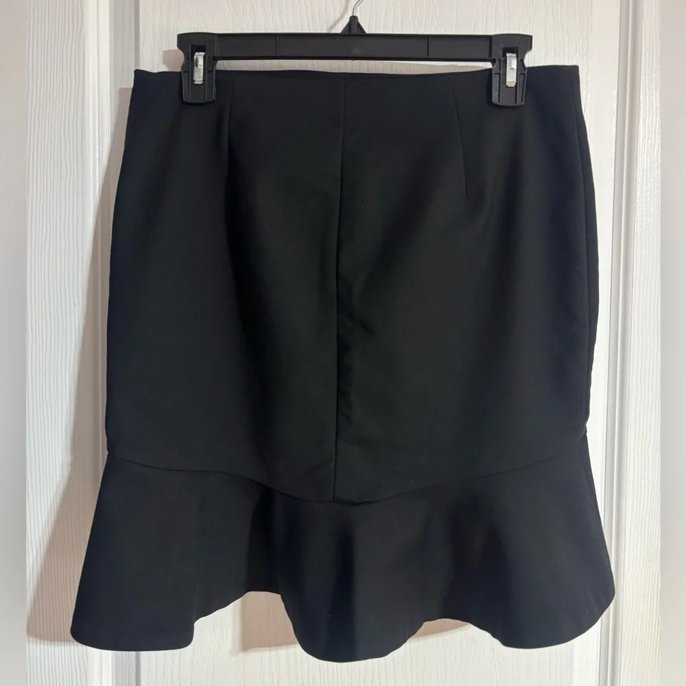 Zara Ruffle Frill Mini High Low Cotton Blend Side Zipper Black Skirt Size Small - Picture 4 of 7